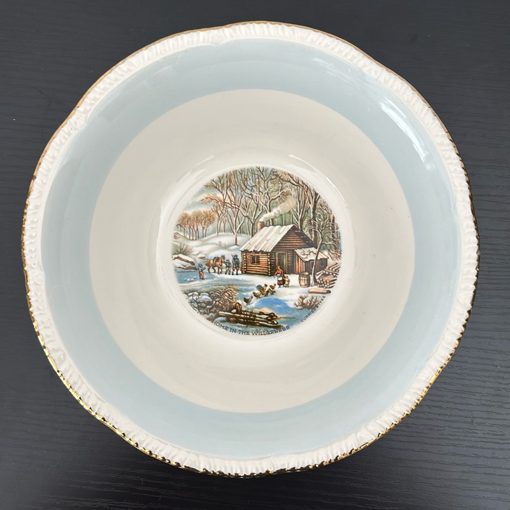 Currier & Ives by Homer Laughlin Vintage 8.75” Round Vegetable Serving Bowl